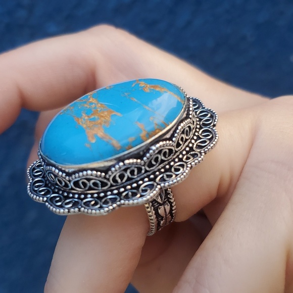 New Copper Turquoise 925 Silver Ring. - Picture 5 of 16
